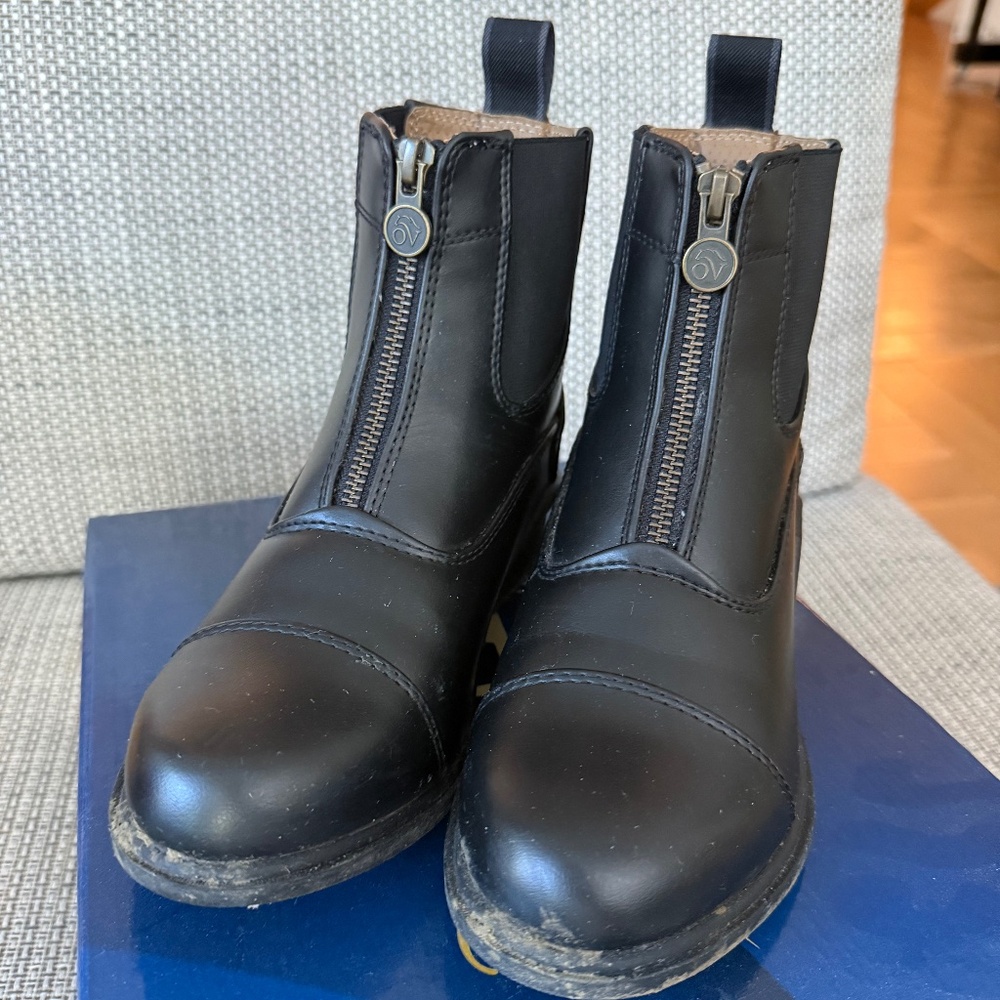 Kids horseback riding Ovation Quantum Zip Paddock boot, black, size 3